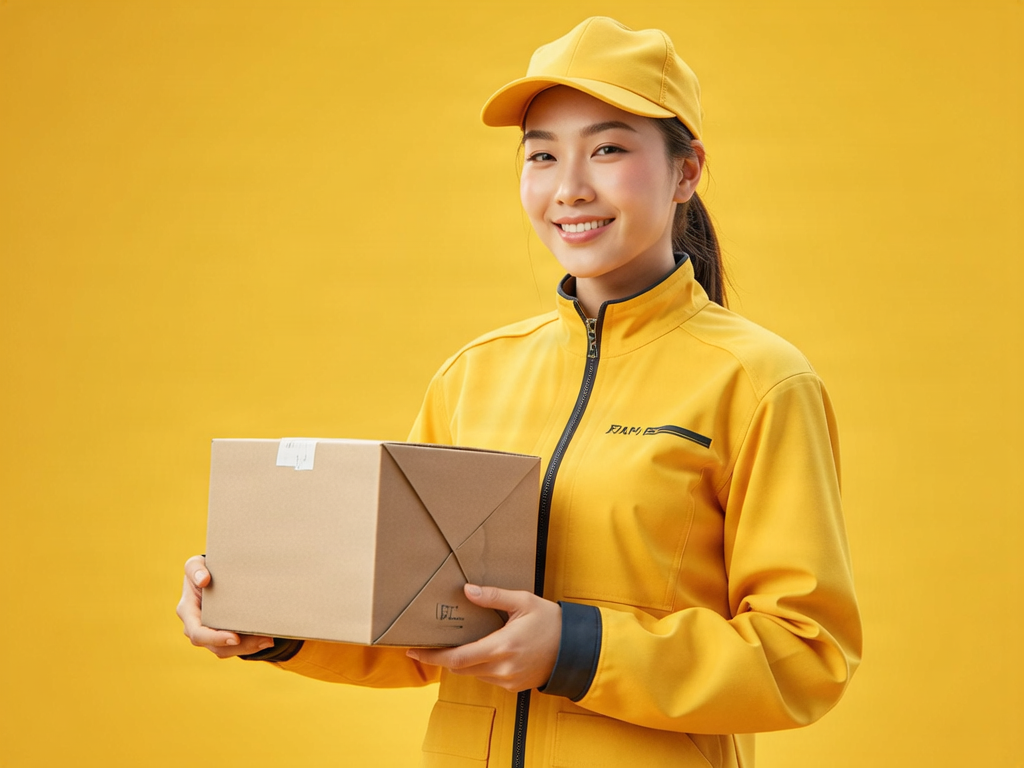 Delivery rider with parcel for final CTA section